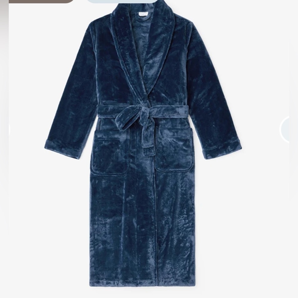 The Company Store Blue Plush Men's Robe